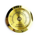 Aoying Analog Higrometre Nem Ölçer Humidor Puro Kutusu İçin Metal Çerçeve Sarı 50mm Gümüş