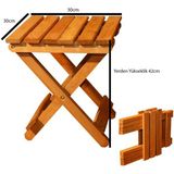Apak Ahşap Katlanır Kamp Balkon Taburesi 30CM 30CM Yerden Yükseklik 42 cm