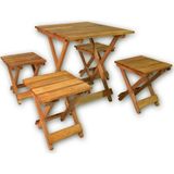 Apak Ahşap Katlanır Masa Tabure Set - 4Lü - Kare