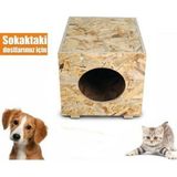 Apak Ahşap Kedi Evi Doğal OSB Materyal 43 cm Derinlik 30 cm En Yükseklik 30 cm Kullanım Alanı