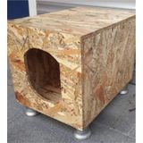 Apak Ahşap Lüx Dış Mekan Plastik Ayaklı Osb Kedi Evi 40 x 35 x 30 CM kahverengi