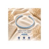 APAK BİJUTERİ Saten Kaplamalı Açık Mavi Metal Saç Tacı