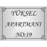 Apartman Isim Tabelası ,apartman Tabelası Apartman Girişi Isimliği 19X26CM Parlakaliminyum Levha - model5 - 19 x 26 cm