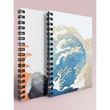 Apeirona A5 Kareli ve Çizgili Defter Takımı 2 Adet Çelik Siyah Spiral 80 Sayfa - Çok Renkli