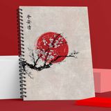 Apeirona Noktalı Defter | Ikebana Serisi | 100 Sayfa | Spiralli | Sert Karton Kapak | Bullet Journal - 1 Adet - Deep Red