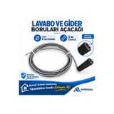 Apeksal Lavabo Gider Boru Açma Spirali 3 Metre Susta Matkap Uyumlu Tıkalı Banyo Mutfak Teli