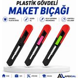 Apeksal Plastik Gövdeli Maket Bıçağı Falçata Sürgülü Kesici Hobi Ofis Atölye - 2 Adet