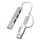 Apera Alüminyum Alaşımlı Metalik 4 Port USB Bağlantı Istasyonu Type-C’den USB 3.0 ve 2.0 Hub’a Çoklu Arayüz Adaptörü Multi USB Tak ve Çalıştır Bilgisayar Dizüstü Cep Telefonu Sabit Disk USB Klavye