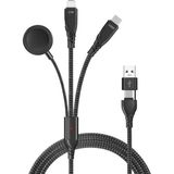 Apera Apple Watch ile Uyumlu Kablosuz Şarj Aleti Örgü Kablo 5in1 Tüm iPhone ile Uyumlu USB Pd Type C 100W Şarj