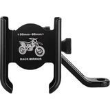 Apera GA42 Motor Motosiklet Telefon Tutucu Tamamı Alüminyum Metal Kasa Ayna Tutucu - Siyah