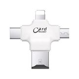 Apera GN-24 OTG 4 in 1 Micro USB Flash Disk Type C Mikro SD Kart Okuyucu IOS iPhone Android Beyaz