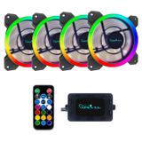 Apevia ST4-RGB Spectra 120 mm Sessiz Çift Halka RGB Renk Değiştiren LED Fan, Uzaktan Kumandalı, 16 x LED ve 8 x Titreşim Önleyici Kauçuk Pedler (4 parça)