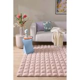 APEX HALI Yıkanabilir Yumuşak Peluş Post Shaggy Çocuk Odası Oturma Odası Salon Mutfak Halısı Diamante 7004 Pudra