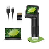 APEXEL 2 inç LCD Ekranlı El Dijital Mikroskop, Ayarlanabilir Işıklı Çocuklar için 800X Cep Taşınabilir Mikroskop Paraları Elektronik Büyüteç Kamera, USB SD Kart Dahil PC'ye