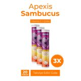 Apexis Sambucus Nigra Vitamin C 1000 mg ve Çinko Tablet 20 Tablet 3’lü Set