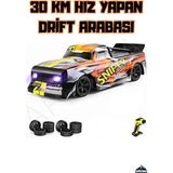 Apexma 2.4ghz Uzaktan Kumandalı 30 Km Hız Yapan 4x4 Şarjlı LED Işıklı Drift Yapan Rc Drift Aracı - Turuncu