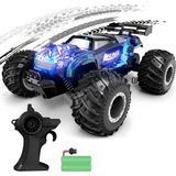 Apexma 2.4ghz Uzaktan Kumandalı LED Işıklı 1:18 Ölçek Şarjlı Hız Yapan Arazi Aracı - Oyuncak Bigfoot Jeep - Full Fonksiyon Işıklı Off-Road Araba - Mavi