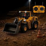 Apexma Oyuncak 2.4ghz Uzaktan Kumandalı Şarjlı 9 Kanallı Buldozer Sesli Işıklı Metal Kepçeli Iş Makinesi - Sarı