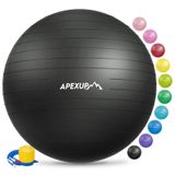 APEXUP Yoga Topu Egzersiz Topu, Kaymaz Stabilite Top Sandalyesi, Fitness, Denge, Çekirdek Egzersiz ve Fizik Tedavi için Ağır Hizmet Büyük Spor Topu (L (23"~26") 65 cm, Siyah)