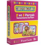 Apiko Shop Flahs Cards Hayvanlar( 2 ve 3 Parçalı Hayvan Tamamlama Kartları) - Renkli