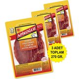 Apikoğlu Çemeni Sıyrılmış Dilimli Dana Kontrfile Pastırma 90 Gr. Üçlü Paket (Toplam 270 Gr.) - 1 Adet