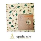 Apithecary Balmumu Gıda Sargısı - Avakado Desenli-Organik– Yeniden Kullanılabilir - Çevre Dostu - Sıfır Atık - Ekmek ve Sandviç Sargısı - Sürdürülebilir- Yeniden Kullanılabilir, 3'lü Set (S,M,L)