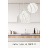 APJ STORE SINCE 2020 Krema Beyaz Avize Yatak Odası, Mutfak, Oturma Odası Tasarım Tekli Sarkıt Avize (Vegan PLA)