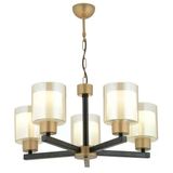 Aplika Jade 5'li Avize Eskitme Siyah Boyalı Çift Camlı Modern Retro Avize