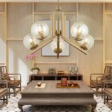 Aplika Mikel 5'lü Komple Eskitme Boyalı Bal Camlı Modern Retro Sarkıt Avize
