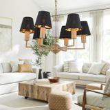 Apliqa 3955-06-FR-BL Ellery 6'lı Eskitme Siyah Şapkalı Modern Plafonyer Genç Odası Yatak Odası Retro Salon Avize