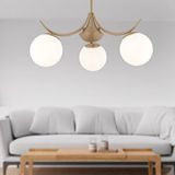 Apliqa 4104-03-FR-01 Germaine 3'lü Yuvarlak Eskitme Beyaz Camlı Modern Avize