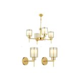 Apliqa 7000-5328-08-GD-03 Cemre 4 Lü Gold Salon Avize 3 Parça Avize Seti
