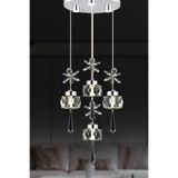 Apliqa Amaris 4'lü Yuvarlak 3 Renkli 52 Watt Krom Kelebek Led Kristal Modern Oturma Odası Salon Avize
