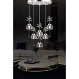 Apliqa Amaris 6'lı Yuvarlak 3 Renkli 79 Watt Krom Kelebek Kristal Led Modern Oturma Odası Büyük Salon Avize
