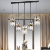 Apliqa Apatit 5'li Sıralı Siyah Eskitme Kristal Taşlı Modern Koridor Yatak Odası Salon Kristalli Avize