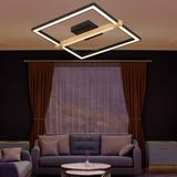 Apliqa April Siyah 58 Watt Plafonyer Kare Ahşap Desenli Modern Salon LED Avize - 1