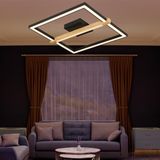 Apliqa April Siyah 58 Watt Plafonyer Kare Ahşap Desenli Modern Salon Led Avize