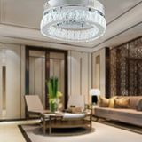 Apliqa Ardenia Tekli Krom Ledli 3 Renkli Kristalli Taşlı Modern Tasarım Led Kristal Salon Avize Gri