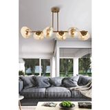 Apliqa *bal Camli*tristan 6'lı Sıralı Eskitme Modern Yemek Masası Üstü, Salon Avize Beyaz