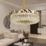 Apliqa Betty Gold Kaplamalı 31 Watt Led Sarkıt Modern Tasarım Salon Kristal 3 Renk Ledli Avize