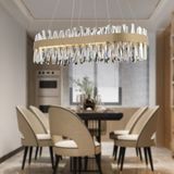 Apliqa Brampton 6'lı Sıralı Eskitme Ledli Yemek Masası Üstü, Oturma Odası, Salon Avize