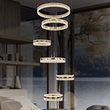 Apliqa Canel Gold 6 Katlı 485 Watt Kristal Taşlı Modern Led Sarkıt Led Avize Altın
