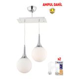 Apliqa Damla 2'li Sıralı Led Ampul Dahil Krom Avize