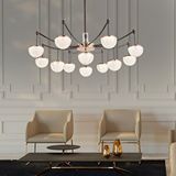 Apliqa Derem 12'li Siyah Gold 160 Watt Yuvarlak Kristal Taşlı Salon Led Sarkıt Avize