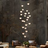 Apliqa Derem 22'li Siyah Gold 200 Watt Yuvarlak Kristal Taşlı Salon LED Sarkıt Avize - 24
