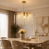 Apliqa Dina Serip Gold Kaplamalı Modern Tasarım Salon Kristal Sarkıt Avize