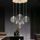 Apliqa Dustin 6'lı Yuvarlak 3 Renk 80 Watt Gold Kristal Ledli Modern Sarkıt Avize