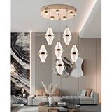 Apliqa Edward 6'lı 70 Watt Yuvarlak Gold Ledli Modern Salon Avize Altın