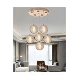 Apliqa Edward 6'lı 70 Watt Yuvarlak Gold Ledli Modern Salon Avize
