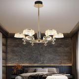 Apliqa Ekerd 6'lı Gold 50 Watt Yuvarlak Kristalli Modern Sarkıt Salon Led Avize